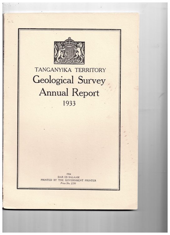 Tanganyika Territory Geological Survey Annual Report 1933