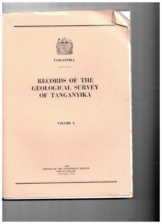 Records of the Geological Survey of Tanganyika. 1963. Volume X