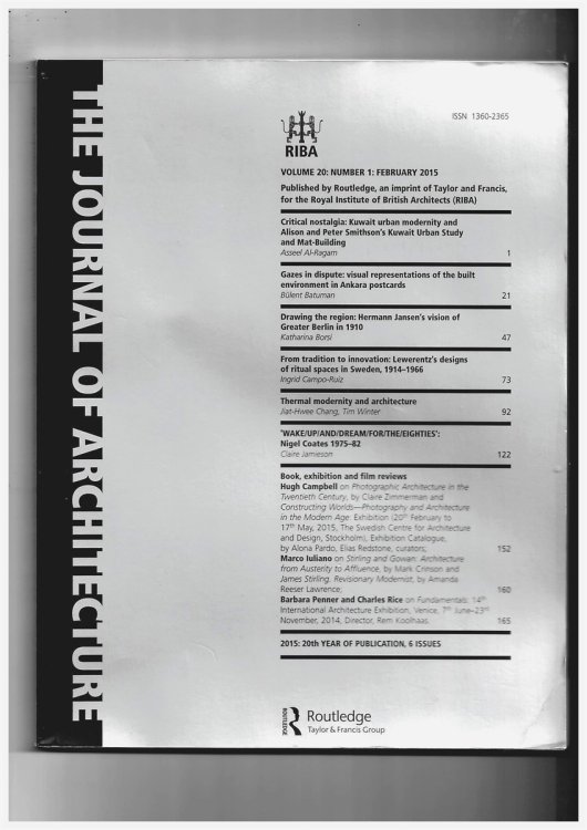 The Journal of Architecture V. 20: No. 1: February 2015
