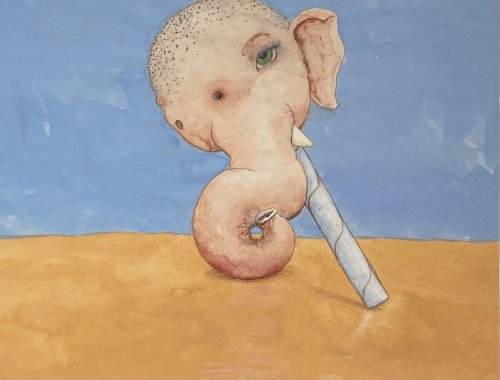 Drinking with Elephant-original artwork