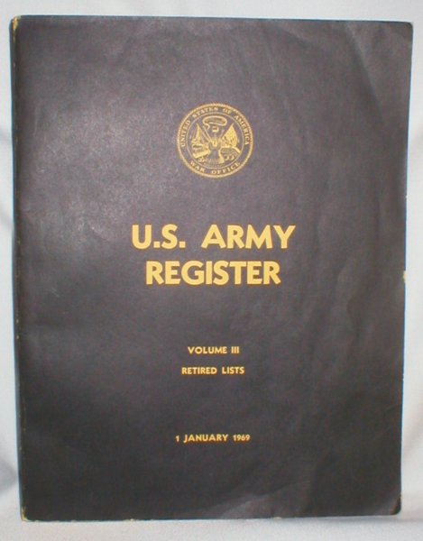 U.S. Army Register, Vol. III; Retired Lists