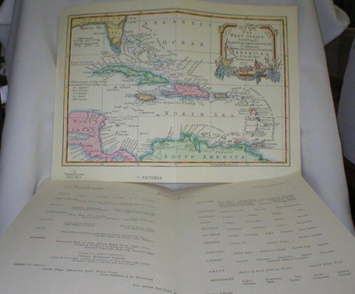 Map of West Indies 1777 on Luncheon Menu m/s 