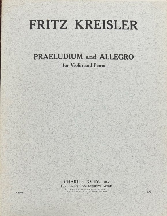 Praeludium and Allegro for Violin and Piano (F1042)