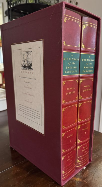 A Dictionary of the English Language, Facsimile Edition, Two Volumes Complete in Slipcase (Includes: A reproduction of *The Plan of the Dictionary,* which was originally printed in 1747 and Supplementary essays on the genesis and lexicographic achievement of Johnson's Dictionary)