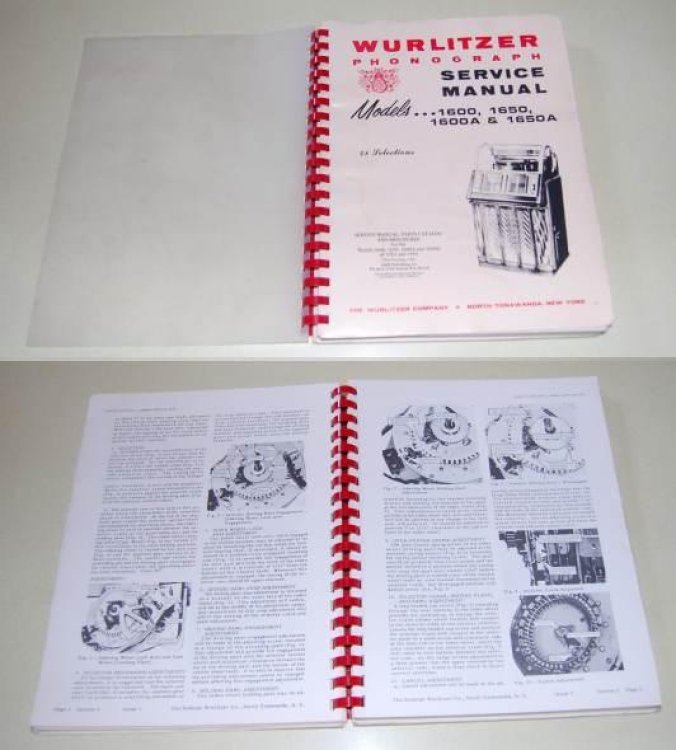 Wurlitzer Phonograph Service Manual, Parts Catalog and Brochures for the Models 1600, 1650, 1600A and 1650A of 1953 and 1954 48 Selections
