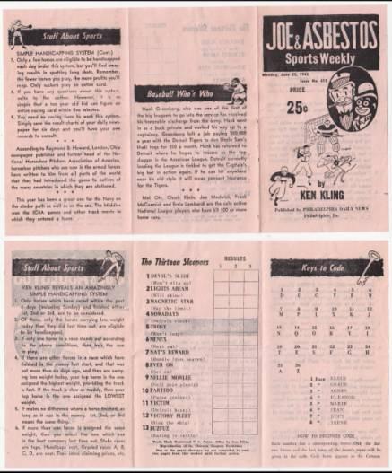 Joe & Asbestos Sports Weekly Monday, June 25th 1945. Issue No. 613