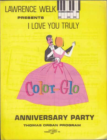 Lawrence Welk Presents Color-Glo 10 Different Holiday & Occasional Party Sheet Music for the Thomas Organ Program