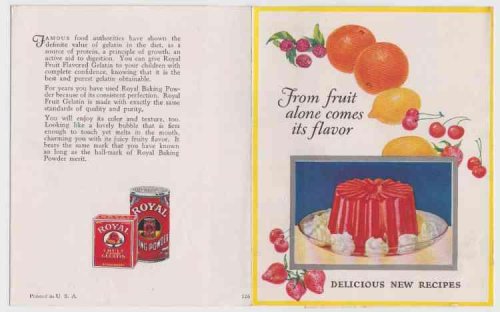 From Fruit Alone Comes Its Flavor Royal Fruit Gelatin Flavor From Fresh Fruit. Delicious New Recipes. Vintage c1920s Recipe Pamphlet #326