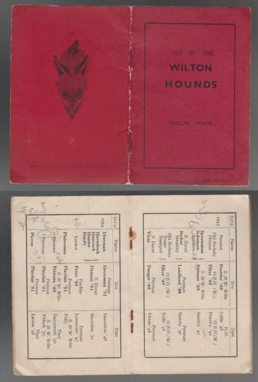 List of The Wilton Hounds Season 1954-55. August 1954