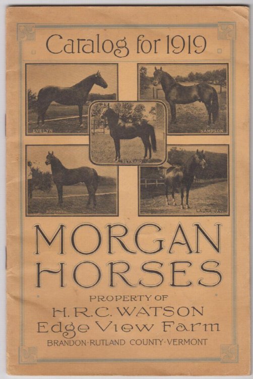 Morgan Horses Catalog for 1919 Property of H.R.C. Watson Edge View Farm, Brandon, VT
