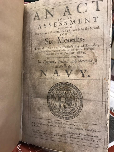 An Act for an assessment at the rate of one hundred and twenty thousand pounds by the moneth for six moneths, from the five and twentieth day of December, one thousand six hundred fifty two, to the four and twentieth day of June next ensuing, towards the maintenance of the armies in England, Ireland