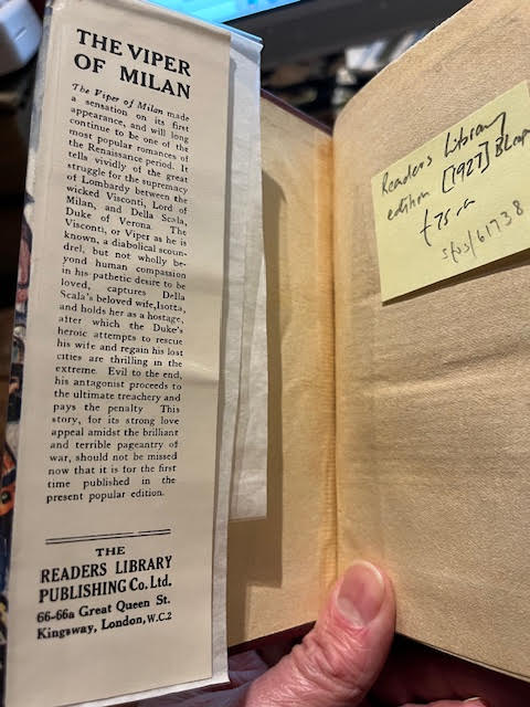 The Viper of Milan. Readers Library Edition