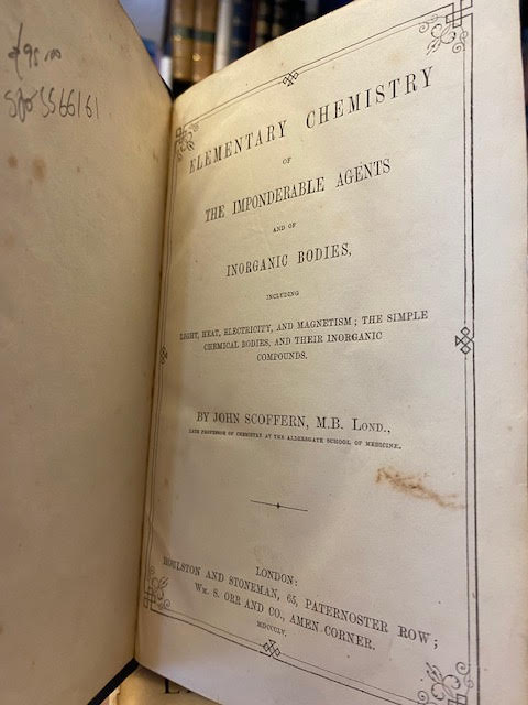 Elementary Chemistry of Imponderable agents and of Inorganic Bodies