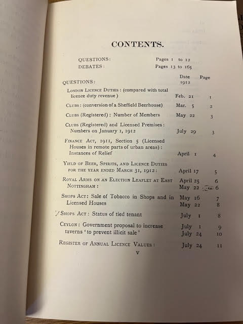 Parliamentary Questions & Debates on Licensing Matters. Extracted from the Official Parliamentary Debates (Corrected Editions). 2 volumes.
