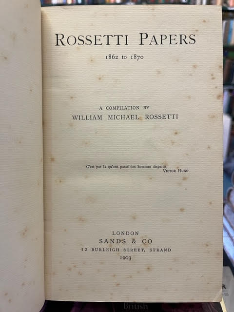 Rossetti Papers 1862 to 1870