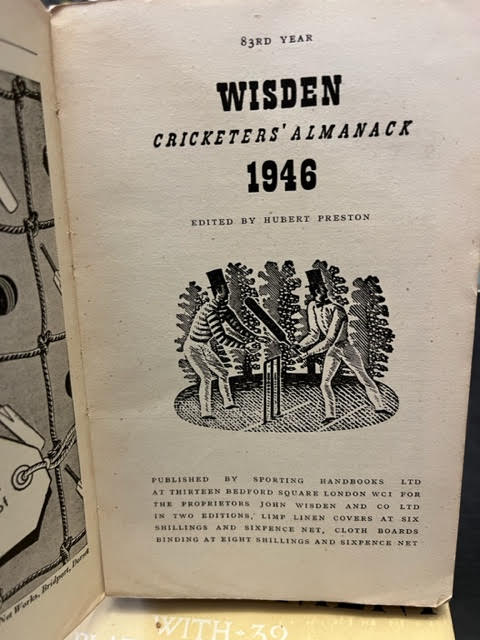 Wisden Cricketer's Almanack 1946. 83rd Edition.