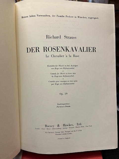 Der Rosenkavalier: Le Chevalier a la Rose. Komedie fur Musik in drei Aufzugen [Opus 59]
