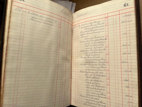 Accounts ledger of a Mr Thomas Hood for the management of his estate 1906-1915.