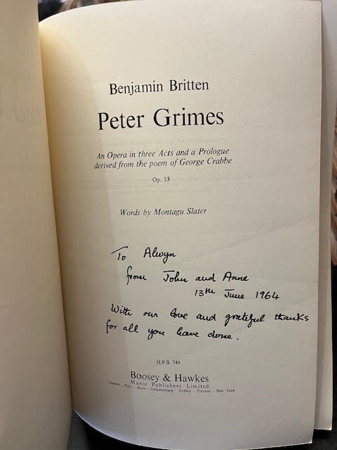 Peter Grimes: An Opera in three Acts and a Prologue derived from the poem of George Crabbe Op. 33