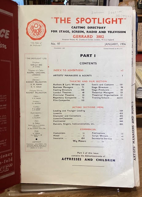 Spotlight No. 97 - Actors, and Stage and Screen Personnel ; Actresses and Children - January 1956 2 Volumes
