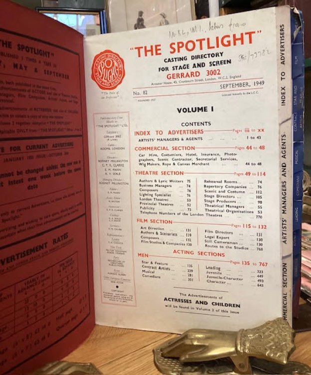 The Spotlight: Casting Directory for Stage, Screen, Radio and Television. No. 82. September 1949. Volume 1: Actors.