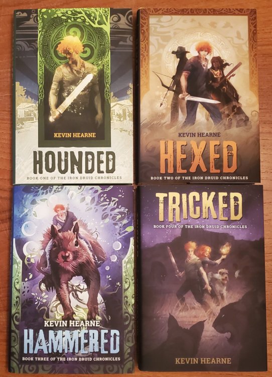 THE IRON DRUID CHRONICLES, MATCHED SET OF 8 VOLUMES: HOUNDED - HEXED - HAMMERED - TRICKED - TRAPPED - HUNTED - SHATTERED - STAKED