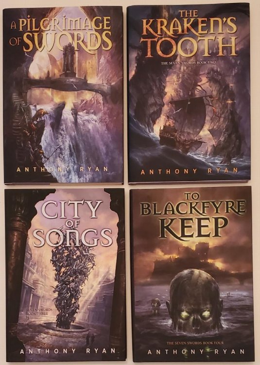 THE SEVEN SWORDS: A PILGRIMAGE OF SWORDS [with] THE KRAKEN'S TOOTH [with] CITY OF SONGS [with] TO BLACKFYRE KEEP [with] ACROSS THE SORROW SEA [with] THE ROAD OF STORMS [with] THE INFERNUS GATE