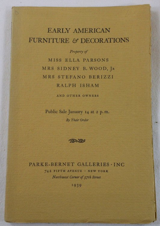 Early American Furniture & Decorations. New York: January 1939