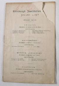 Edinburgh Institution Club Price List: Session 1887-88