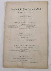 Edinburgh Institution Club Price List: Session 1886-87
