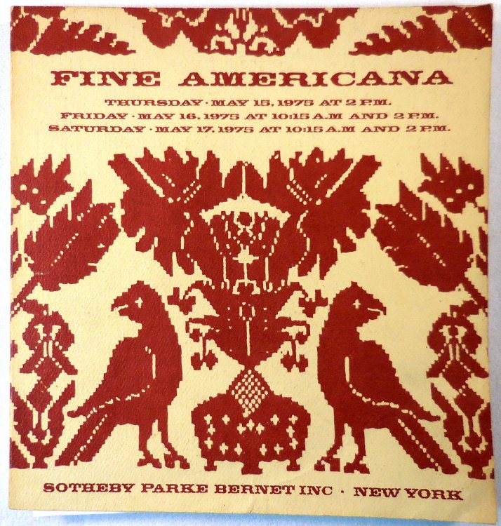 Fine Americana. Sotheby Parke Bernet: New York, May 15-17, 1975. Sale 3760