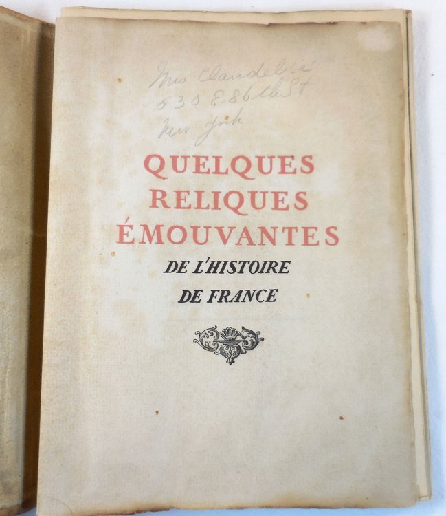 Reliques Emouvantes Ou Curieuses De l'Histoire