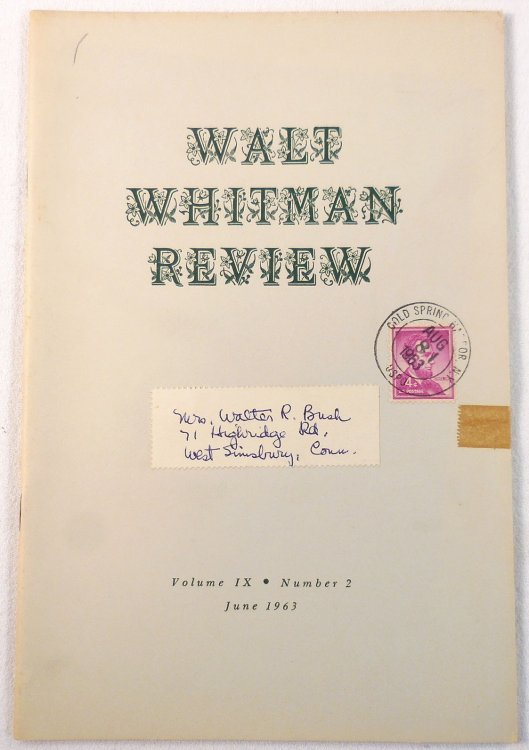 Walt Whitman Review. Volume IX, Number 2 - June 1963