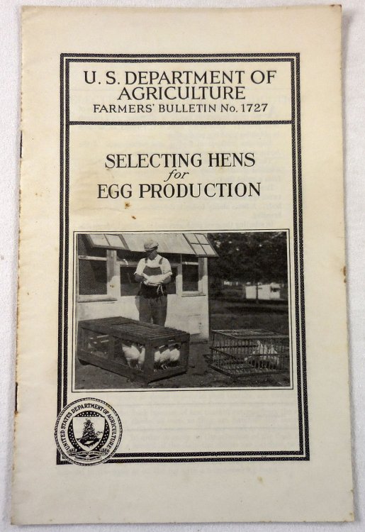 Selecting Hens for Egg Production. Farmers' Bulletin No. 1727. U.S. Department of Agriculture