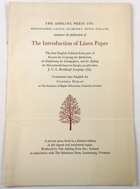 Prospectus for: The Introduction of Linen Paper