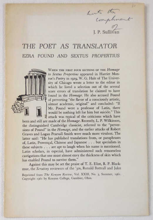 The Poet as Translator: Ezra Pound and Sextus Propertius