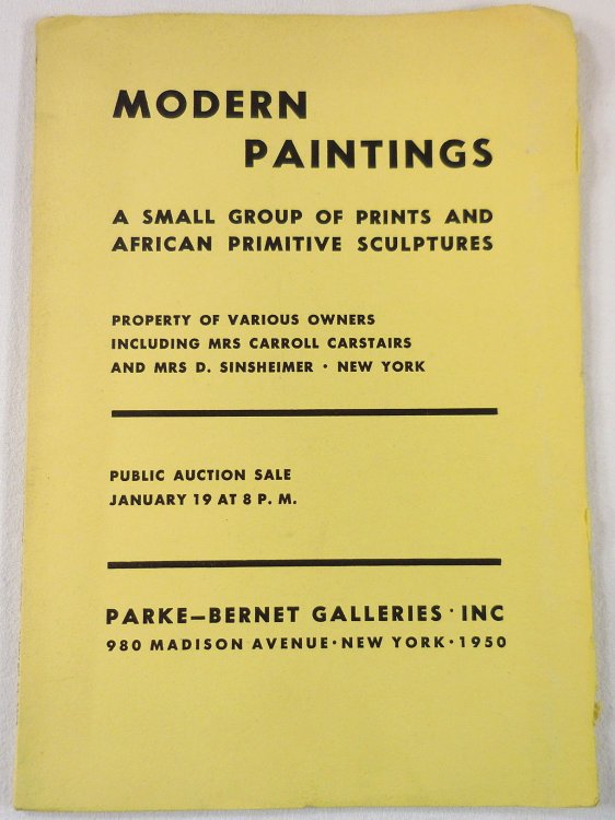 Modern Paintings: A Small Group of Prints and African Primitive Sculptures. New York: January 19, 1950