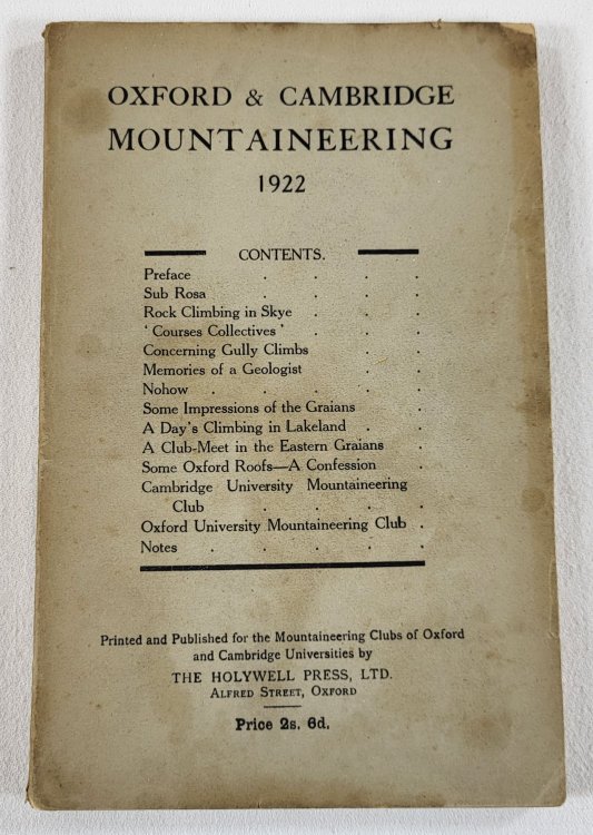 Oxford and Cambridge Mountaineering, 1922
