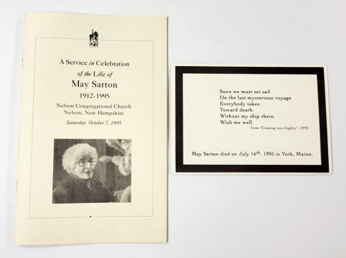 A Service in Celebration of the Life Of May Sarton 1912-1995