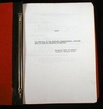 Image for Original Draft Manuscript for William Byrd II and His Lost History : Engravings of the Americas. Working Title: The Mystery of the Bodleian Copperplates : William Byrd II and His History of America Original Draft Manuscript for William Byrd II and His Lost History : Engravings of the Americas. Working Title: The Mystery of the Bodleian Copperplates : William Byrd II and His History of America