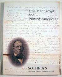 Sotheby's : Fine Manuscript and Printed Americana : New York : December 15, 1998 : Sale No. 'LETCHER'