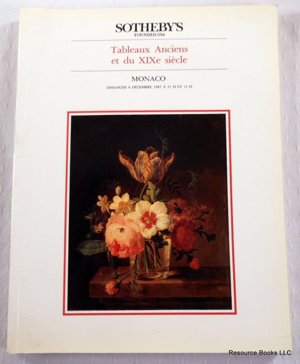 Tableaux Anciens Det Du XIXe Siecle. Sotheby's Monaco - December 6, 1987 - Sale 