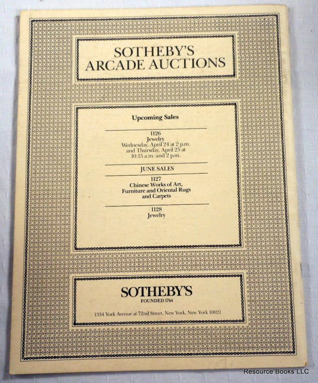 Chinese Works of Art, Furniture and Oriental Rugs and Carpets. Sotheby's Arcade Auctions, April 16, 1985, Sale 1125