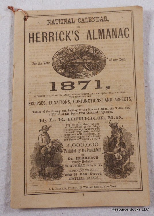 National Calendar, or Herrick's Almanac for the Year of Our Lord 1871