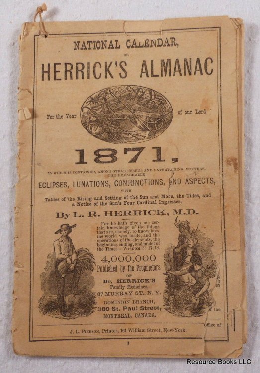 National Calendar, or Herrick's Almanac for the Year of Our Lord 1871