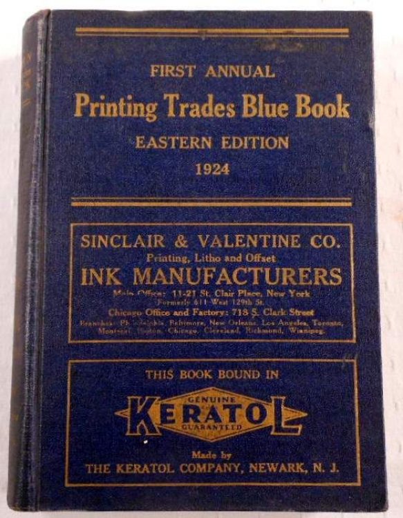 Printing Trades Blue Book. Eastern Edition. First Annual Edition 1924