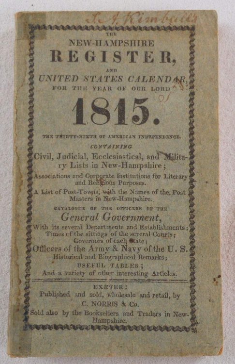 The New-Hampshire Register and United States Calendar For the Year of Our Lord 1815