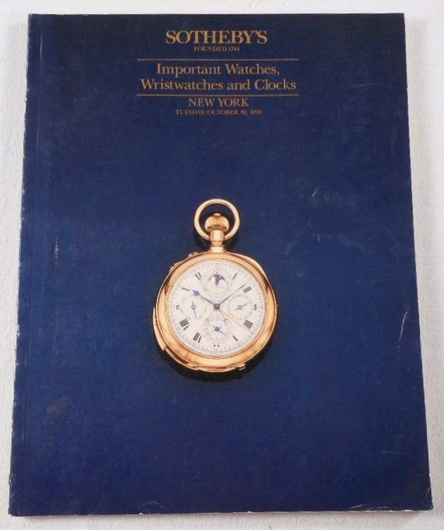 Important Watches, Wristwatches and Clock. Sotheby's New York, October 30, 1990