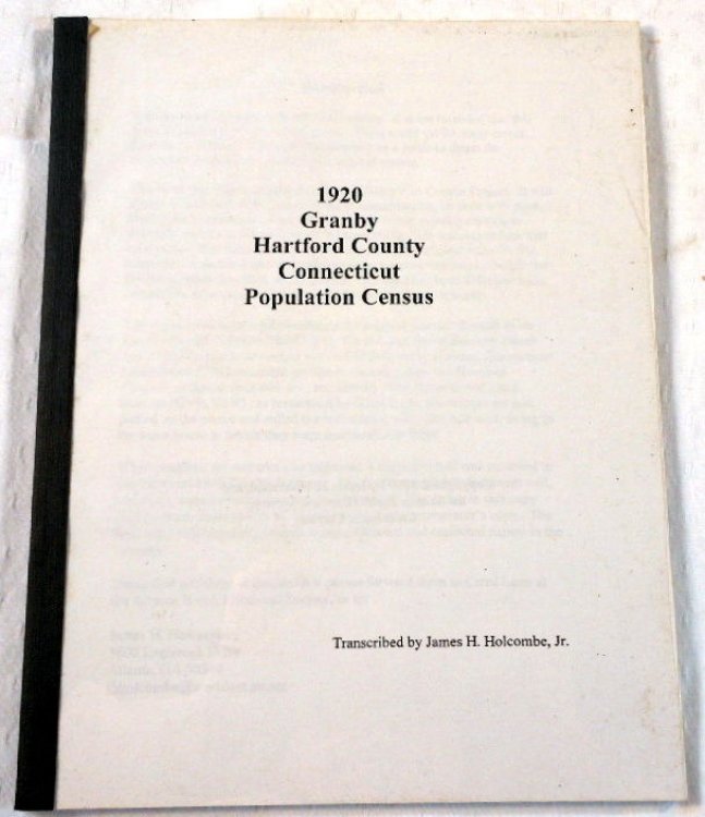 1920 Granby Hartford County Connecticut Population Census