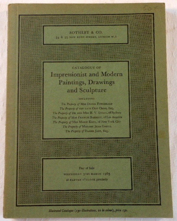 Impressionist and Modern Paintings, Drawings and Sculpture. London: March 31, 1965